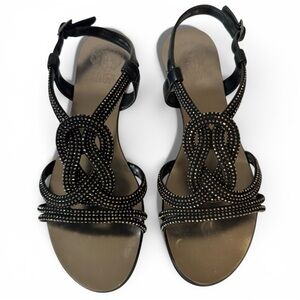 Vince Camuto Jalina Embellished Sandals Womens 7.5 Black Silver NWOB